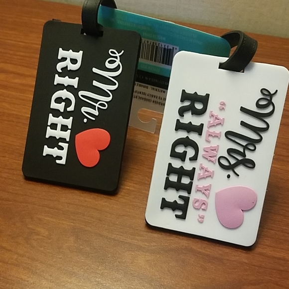 Luggage tag 2 PC set mr right / mrs always right - Picture 1 of 1